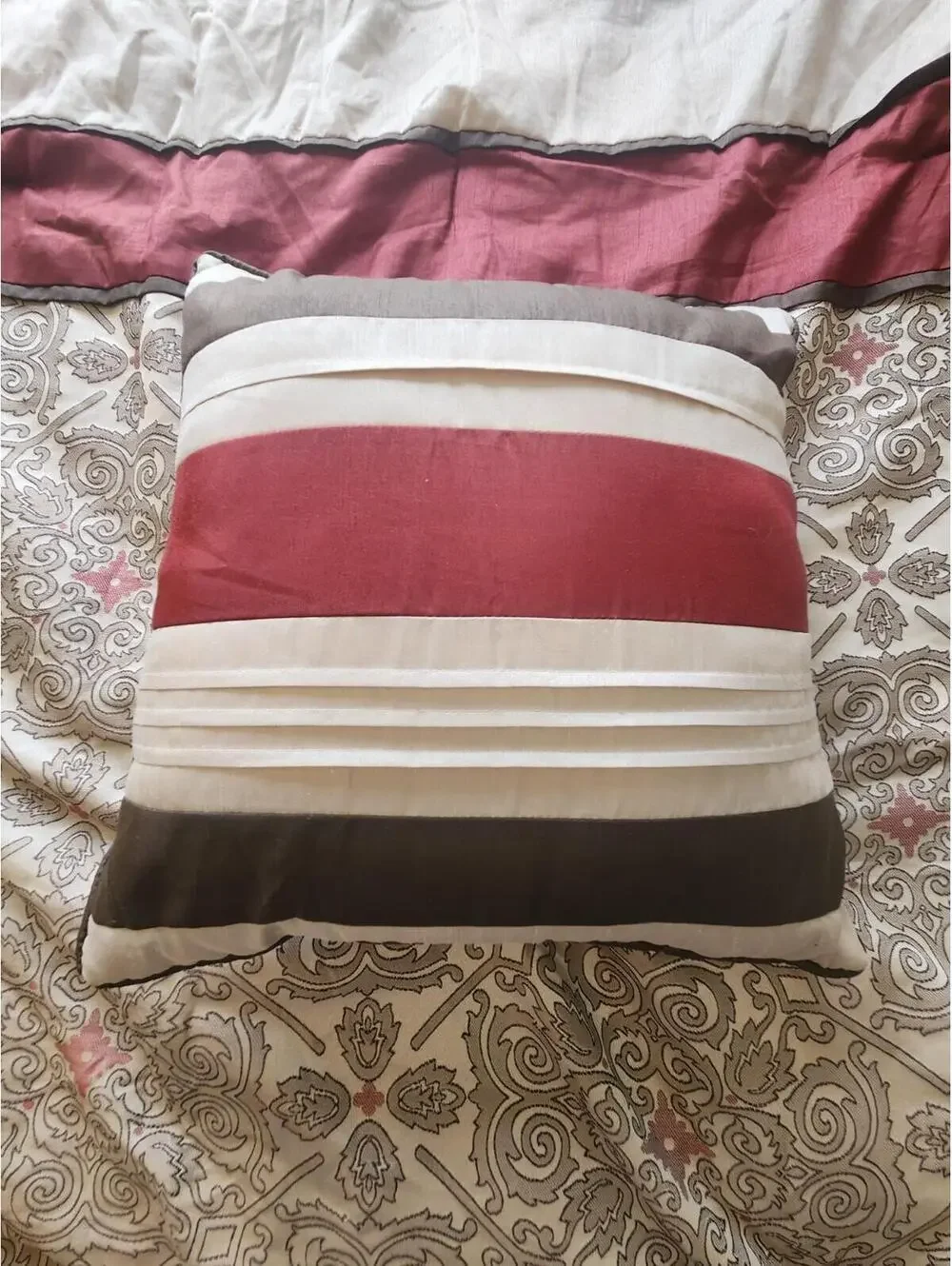 Madison Park Comforter Full/Queen Polyester Red Brown Cream With Pillow Bedding